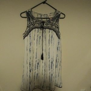 Blue and White Shift Dress and crochet Size Small